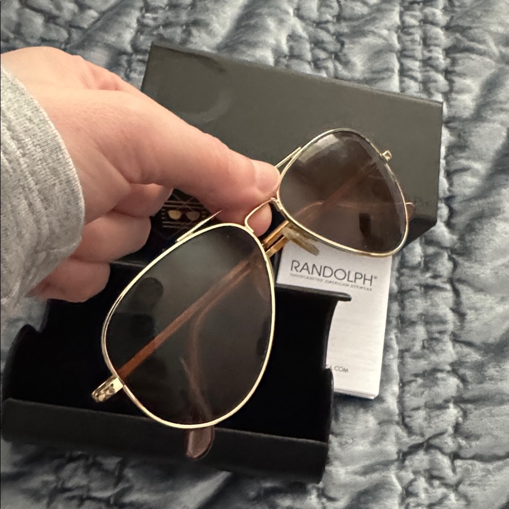 Randolph Aviator Sunglasses with Black and Gold Frame